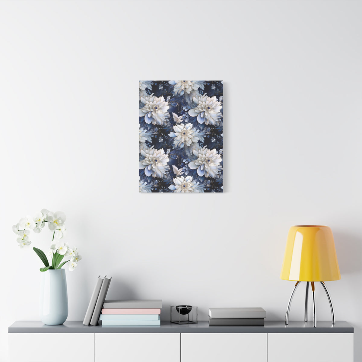 Nocturnal Bloom Pattern 009 - 18 in x 24 in Matte Canvas, Stretched, 1.25 in