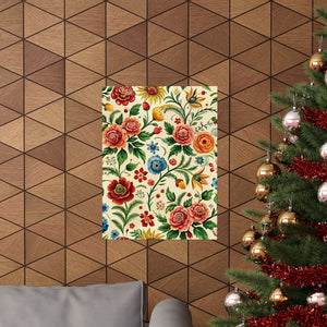 Folk Floral Pattern, Romanian Inspired 03 - 18 in x 24 in Matte Poster