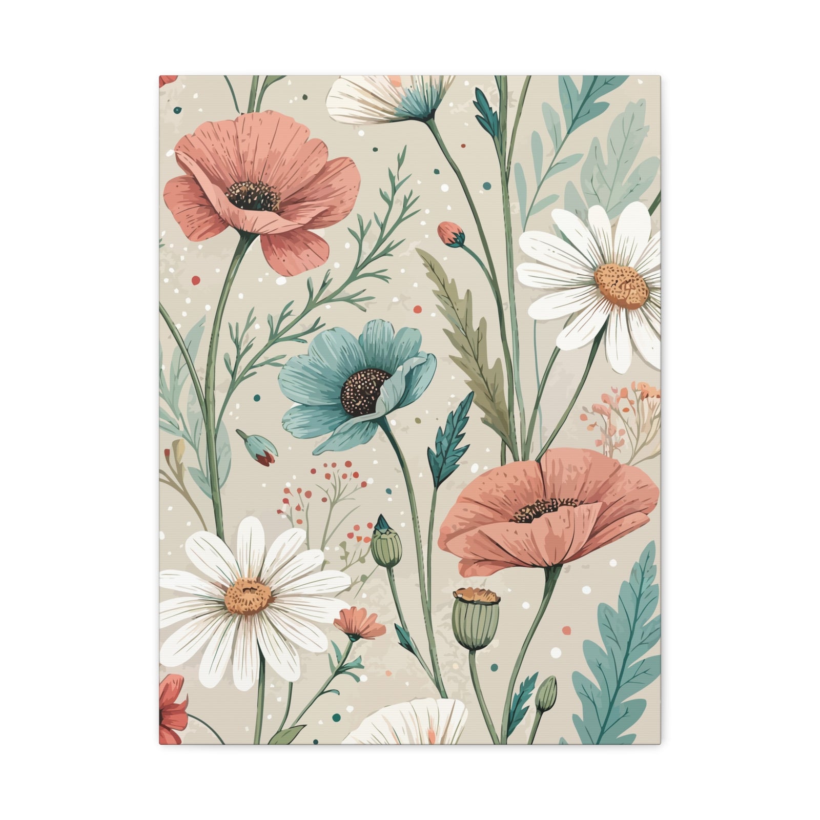 Wildflowers Pattern 105 - 18 in x 24 in Matte Canvas, Stretched, 1.25 in