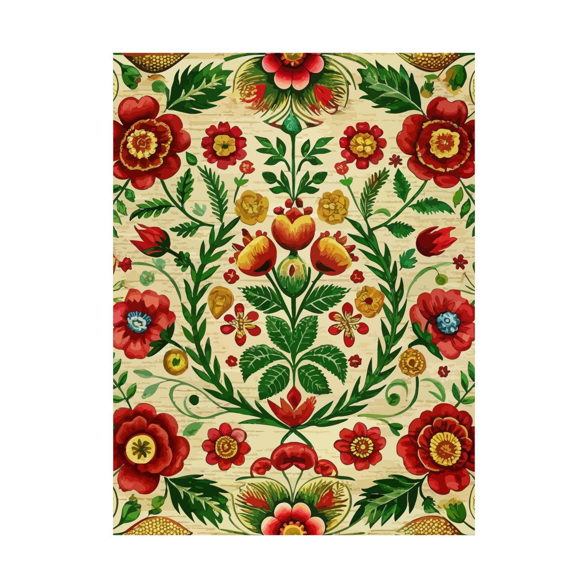 Folk Floral Pattern, Romanian Inspired 06 - 18 in x 24 in Matte Poster