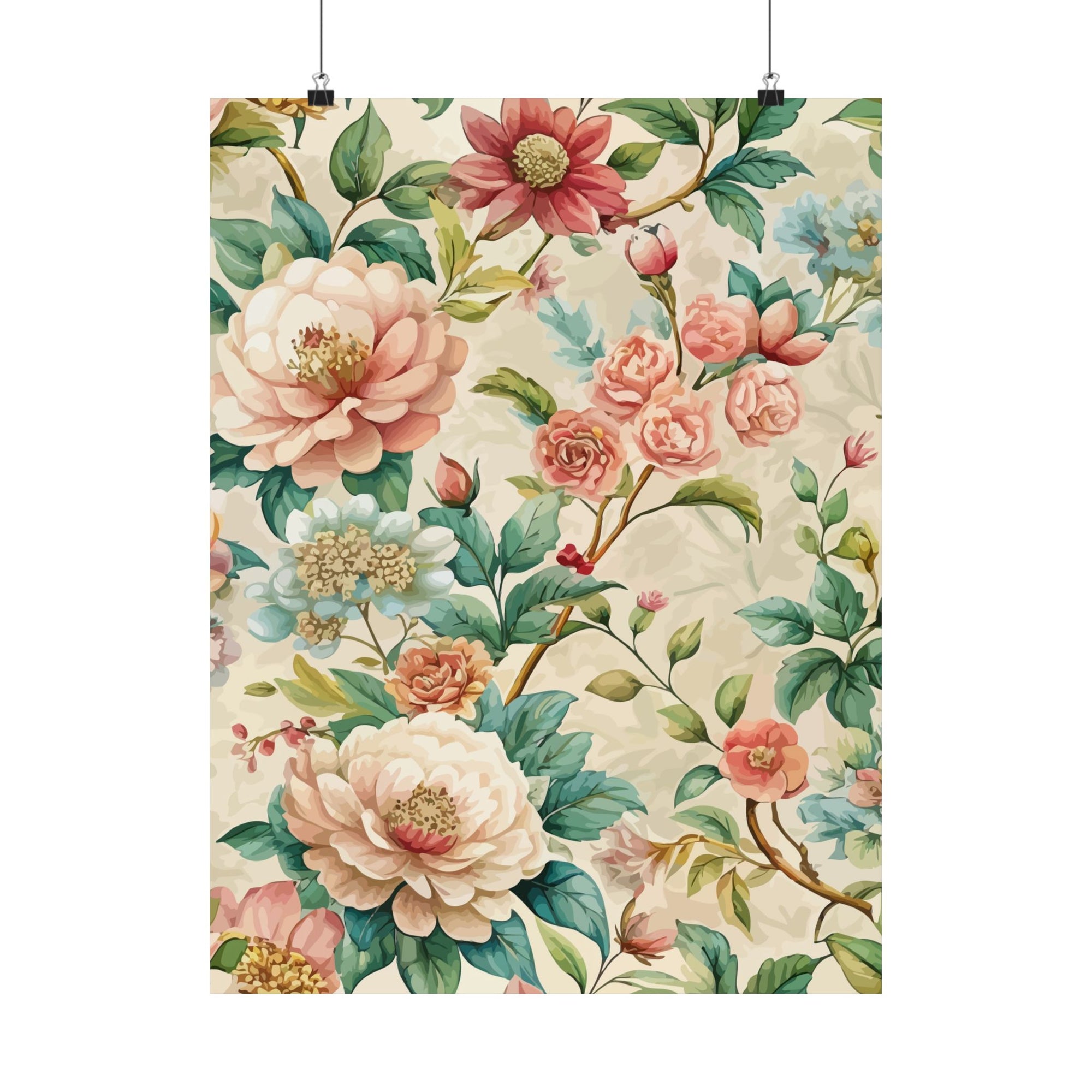 Folk Floral Pattern, Chinese Inspired 02 - 18 in x 24 in Matte Poster