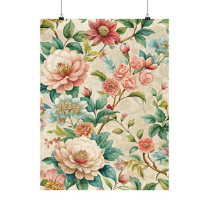 Folk Floral Pattern, Chinese Inspired 02 - 18 in x 24 in Matte Poster