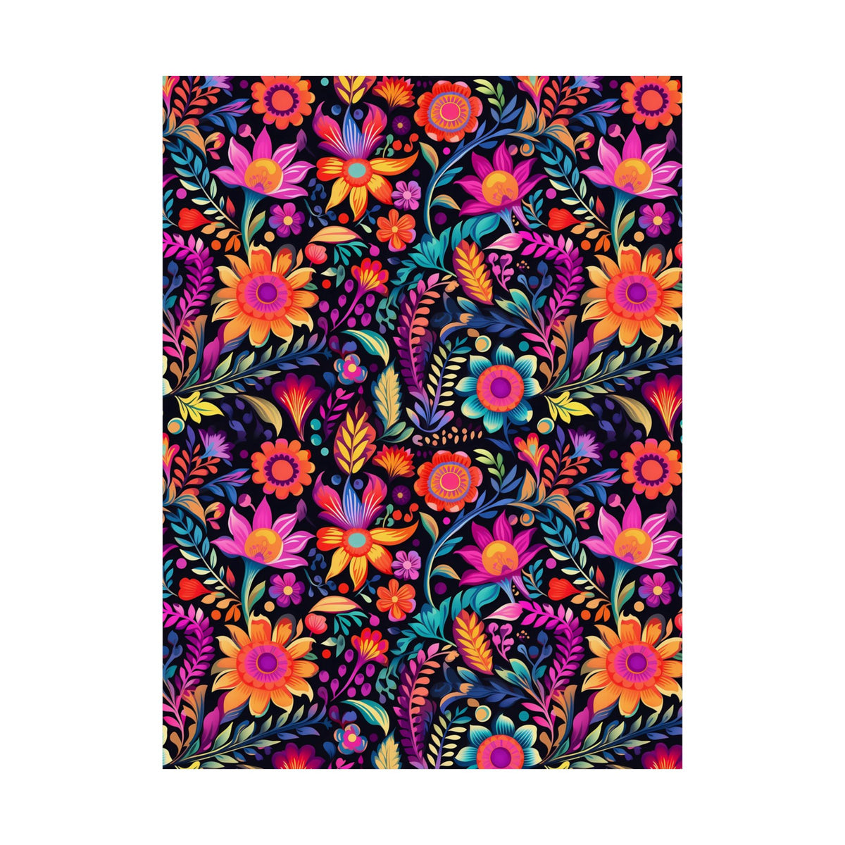 Mexican Floral Fiesta Pattern 059 - 18 in x 24 in Matte Poster