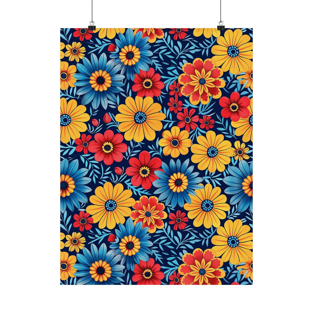Mexican Floral Fiesta Pattern 045 - 18 in x 24 in Matte Poster