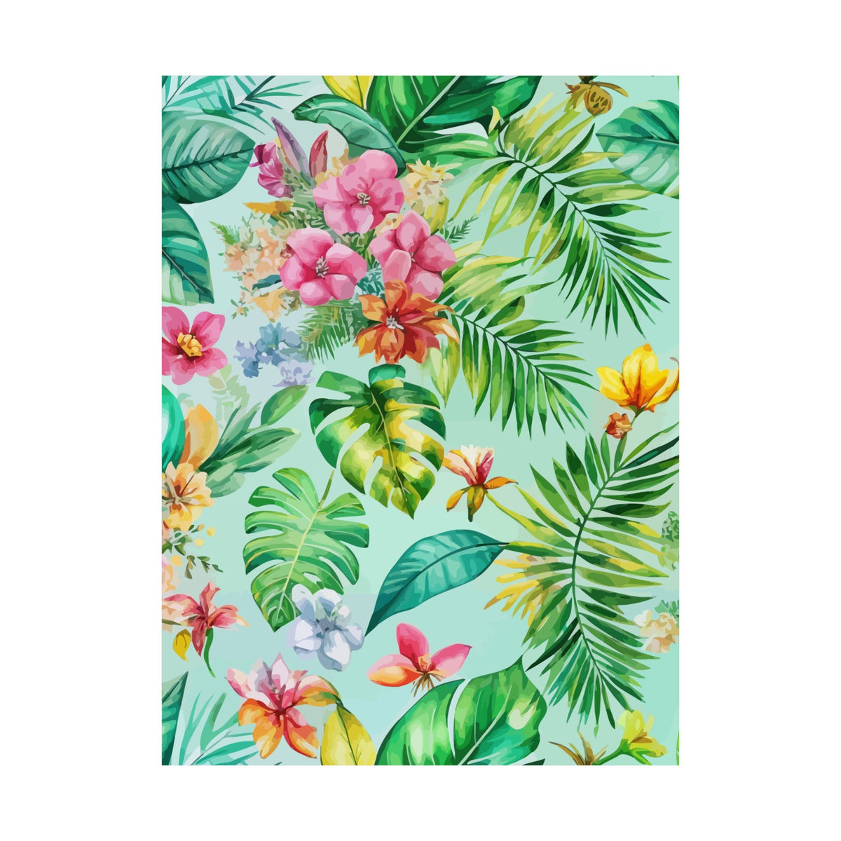 Folk Floral Pattern, Caribbean Inspired 02 - 18 in x 24 in Matte Poster