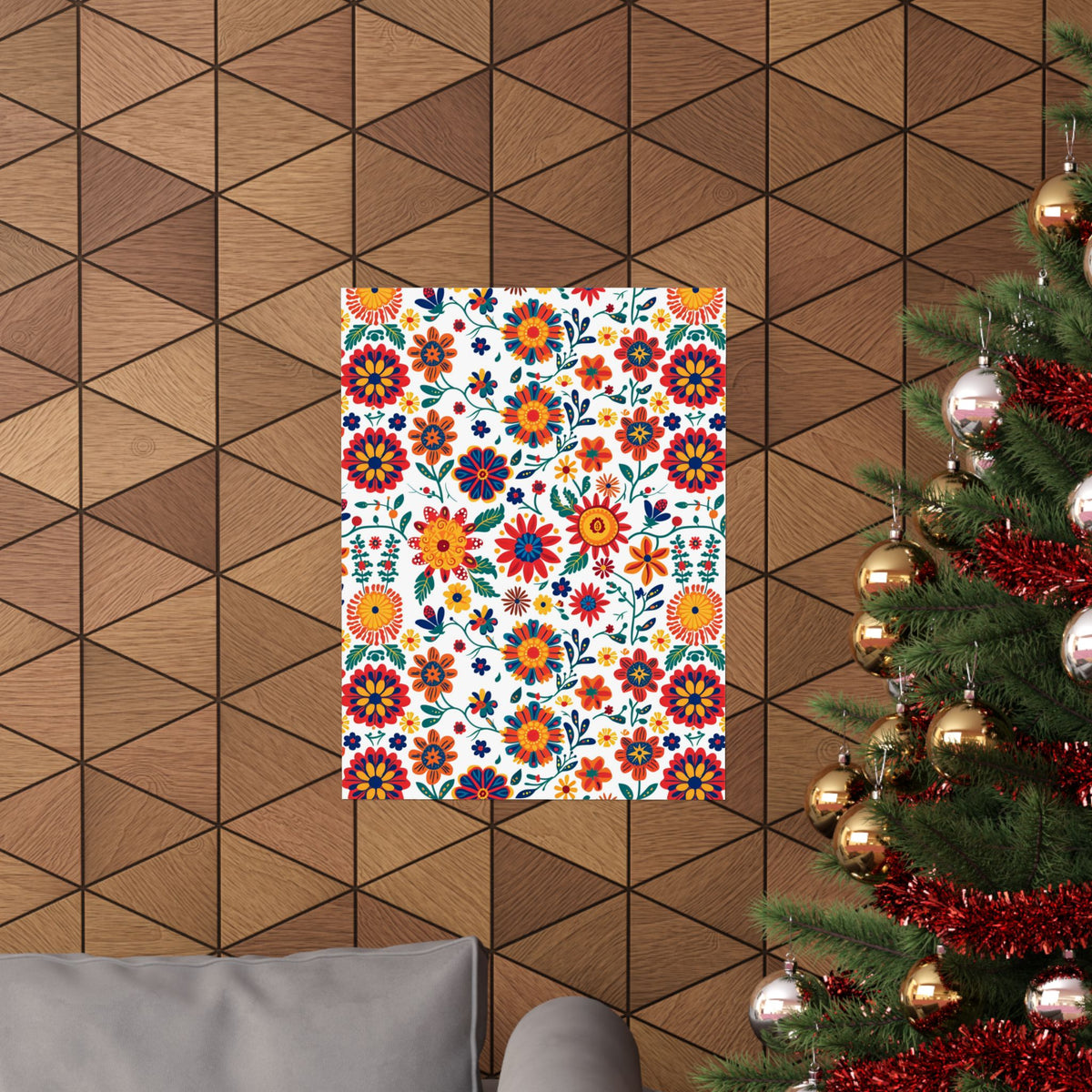 Mexican Floral Fiesta Pattern 026 - 18 in x 24 in Matte Poster