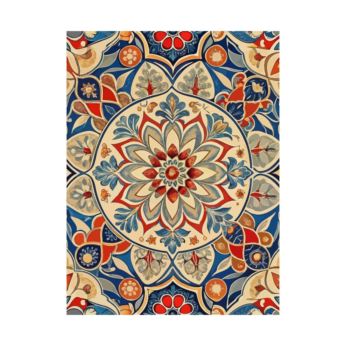 Folk Floral Pattern, Moroccan Inspired 01 - 18 in x 24 in Matte Poster