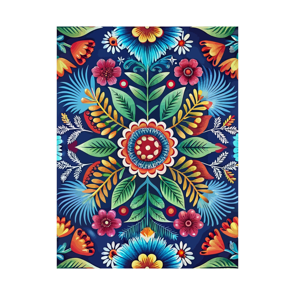 Folk Floral Pattern, Polish Inspired 03 - 18 in x 24 in Matte Poster