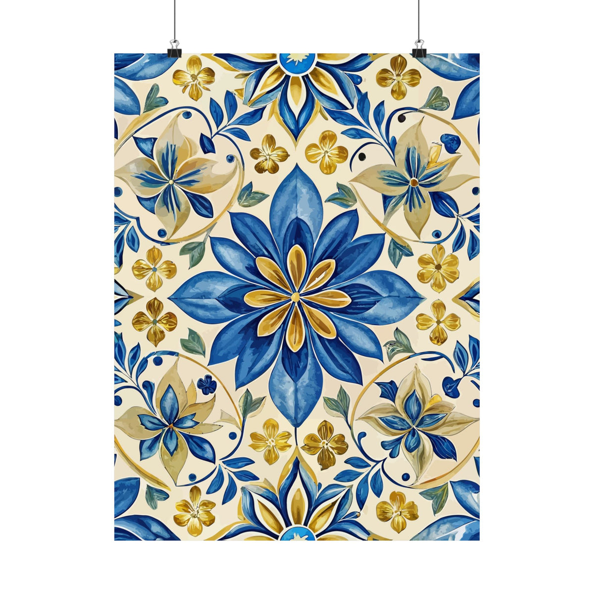Folk Floral Pattern, Portuguese Inspired 02 - 18 in x 24 in Matte Poster