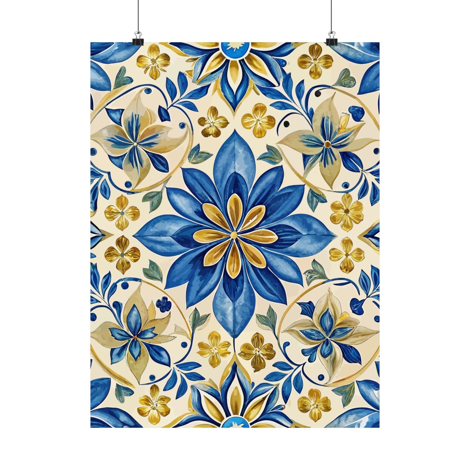 Folk Floral Pattern, Portuguese Inspired 02 - 18 in x 24 in Matte Poster