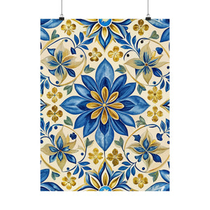 Folk Floral Pattern, Portuguese Inspired 02 - 18 in x 24 in Matte Poster