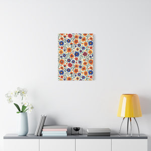 Mexican Floral Fiesta Pattern 001 - 18 in x 24 in Matte Canvas, Stretched, 1.25 in