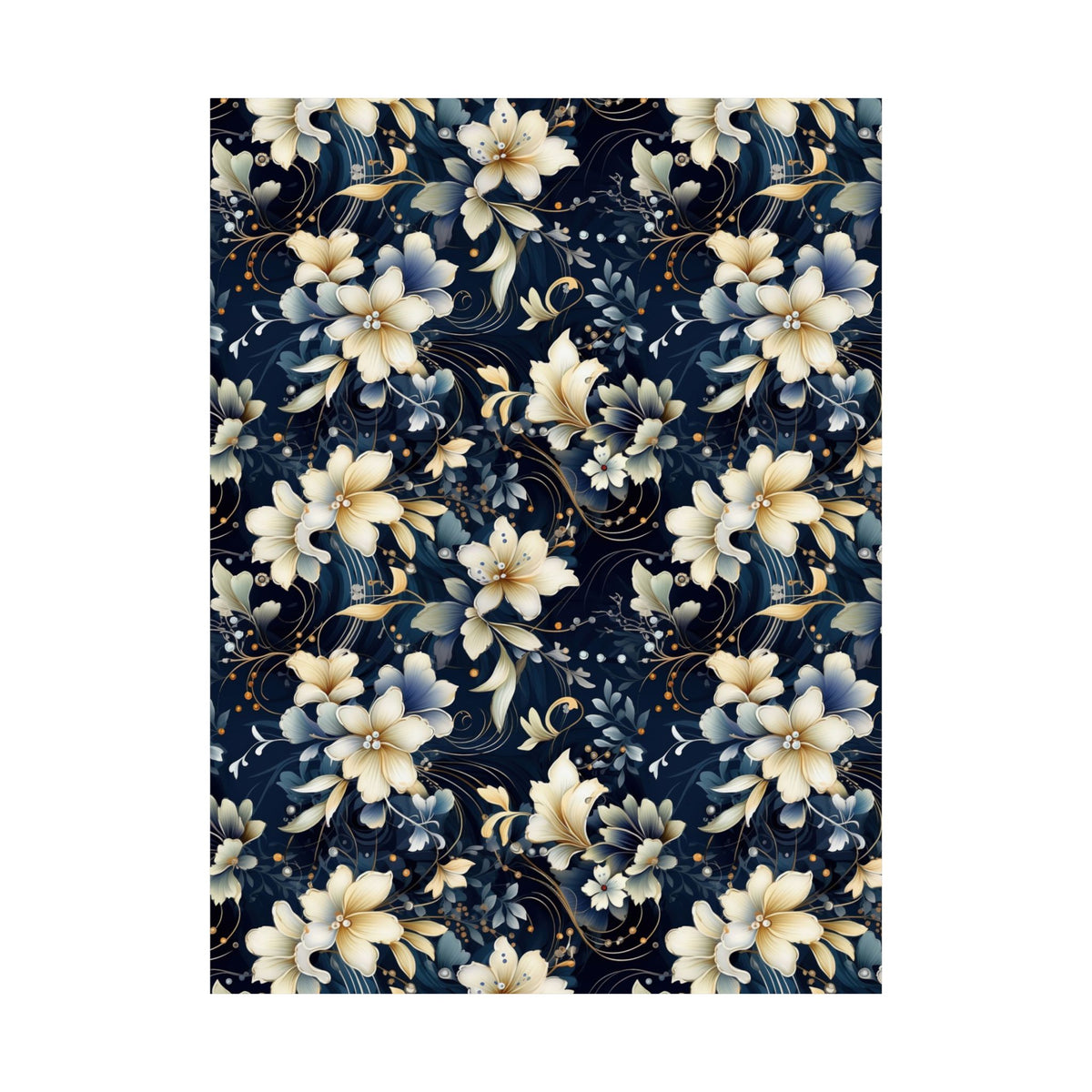 Nocturnal Bloom Pattern 006 - 18 in x 24 in Matte Poster