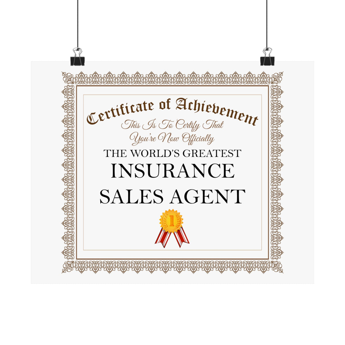 World's Greatest Insurance Sales Agent - 14 in x 11 in Matte Poster