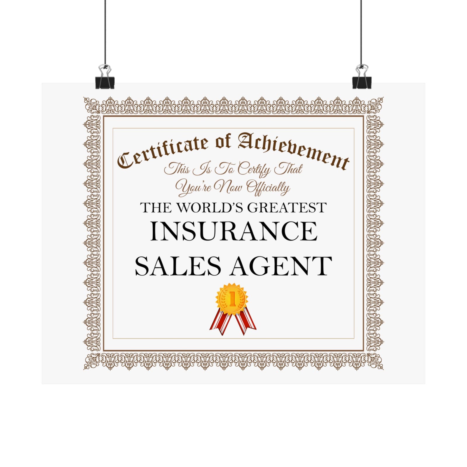 World's Greatest Insurance Sales Agent - 14 in x 11 in Matte Poster
