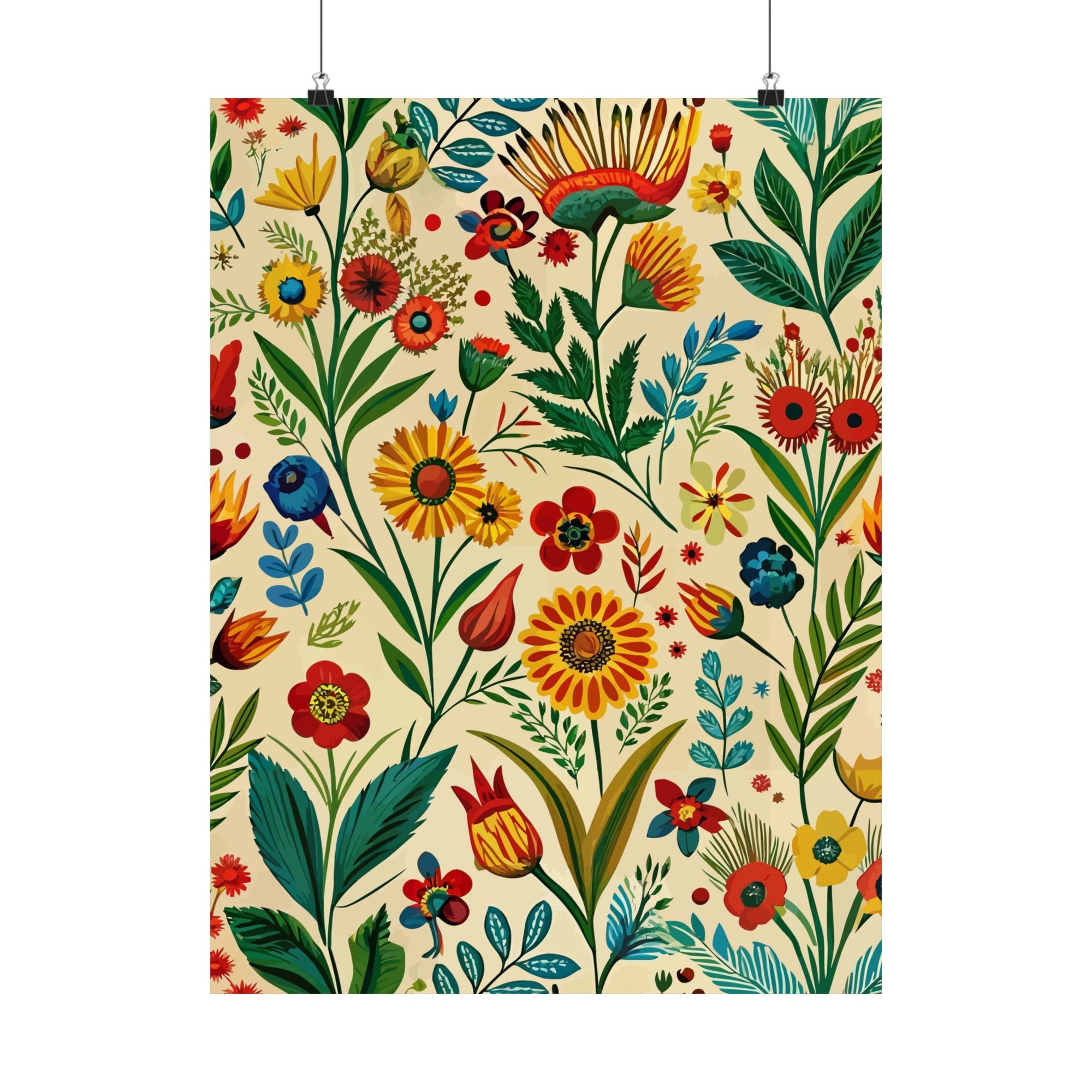 Folk Floral Pattern, Bulgarian Inspired 01 - 18 in x 24 in Matte Poster