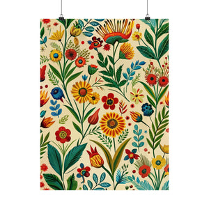 Folk Floral Pattern, Bulgarian Inspired 01 - 18 in x 24 in Matte Poster