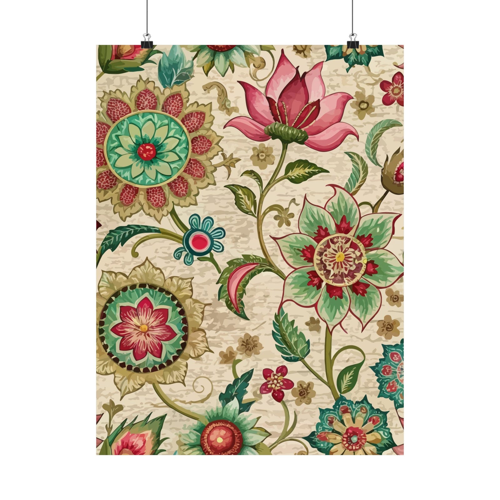 Folk Floral Pattern, Indian Inspired 01 - 18 in x 24 in Matte Poster