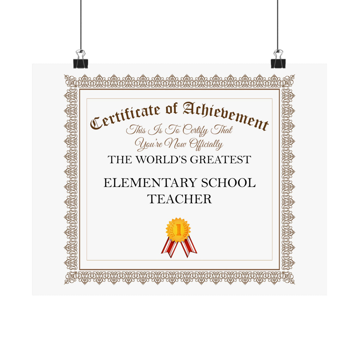 World's Greatest Elementary School Teacher - 14 in x 11 in Matte Poster