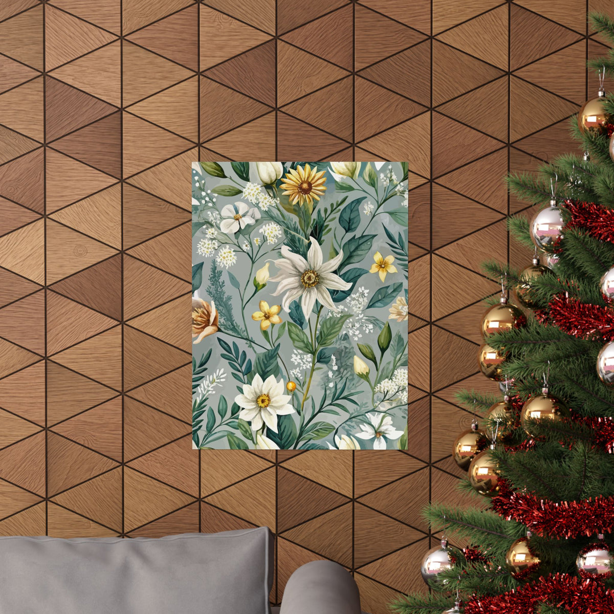 Folk Floral Pattern, Alpine Inspired 03 - 18 in x 24 in Matte Poster