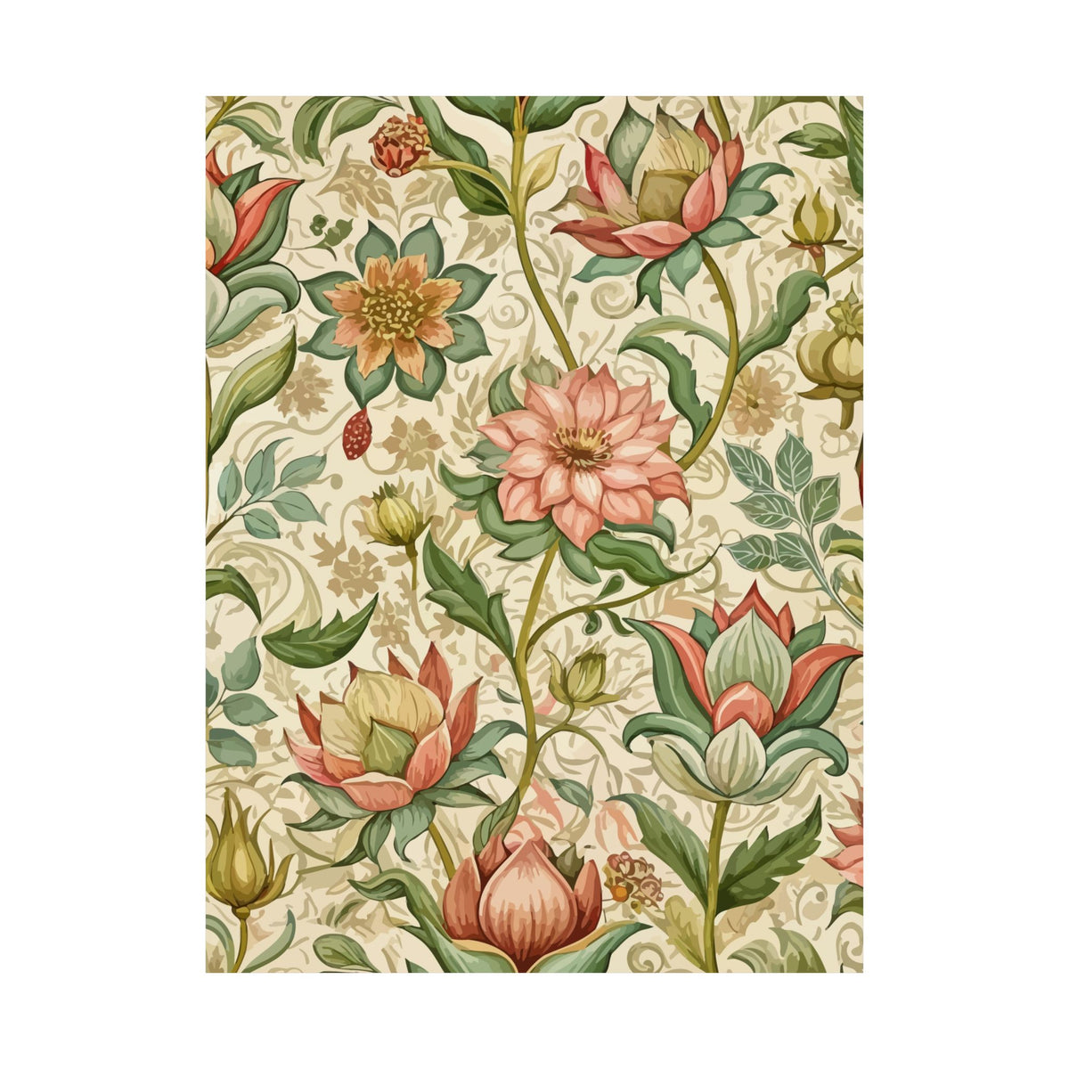 Folk Floral Pattern, Himalayan Inspired 02 - 18 in x 24 in Matte Poster