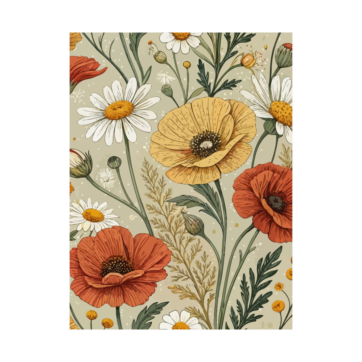 Wildflowers Pattern 044 - 18 in x 24 in Matte Poster