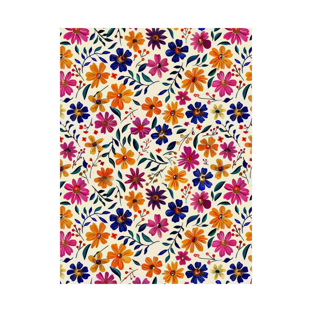 Mexican Floral Fiesta Pattern 008 - 18 in x 24 in Matte Poster