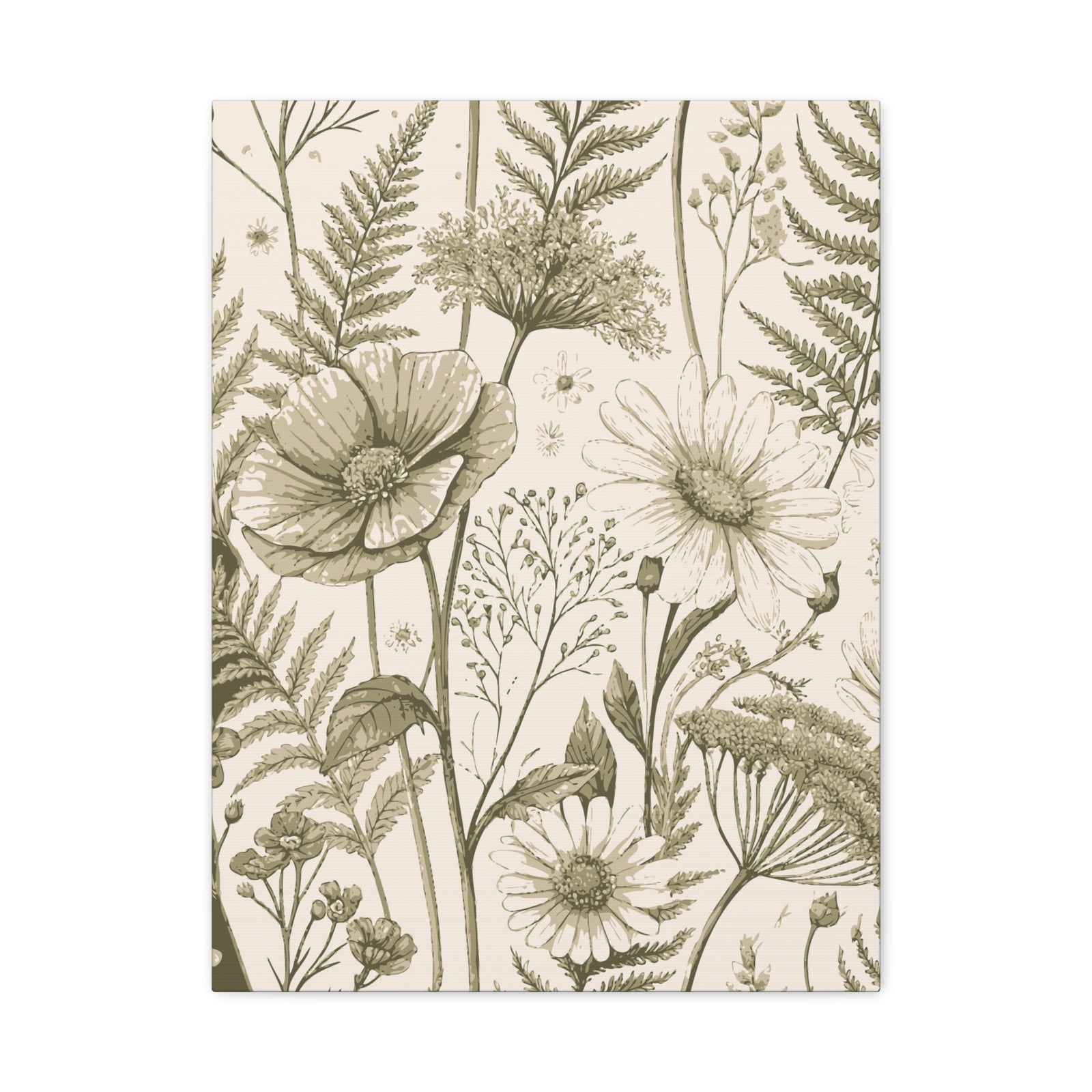 Wildflowers Pattern 150 - 18 in x 24 in Matte Canvas, Stretched, 1.25 in