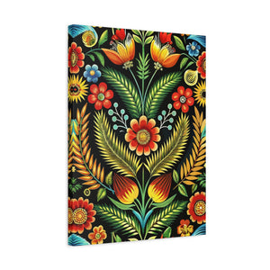 Folk Floral Pattern, Polish Inspired 01 - 18 in x 24 in Matte Canvas, Stretched, 1.25 in