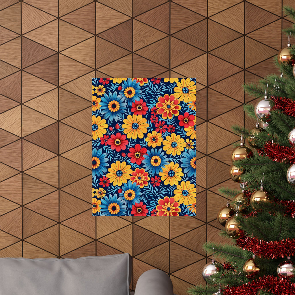 Mexican Floral Fiesta Pattern 045 - 18 in x 24 in Matte Poster