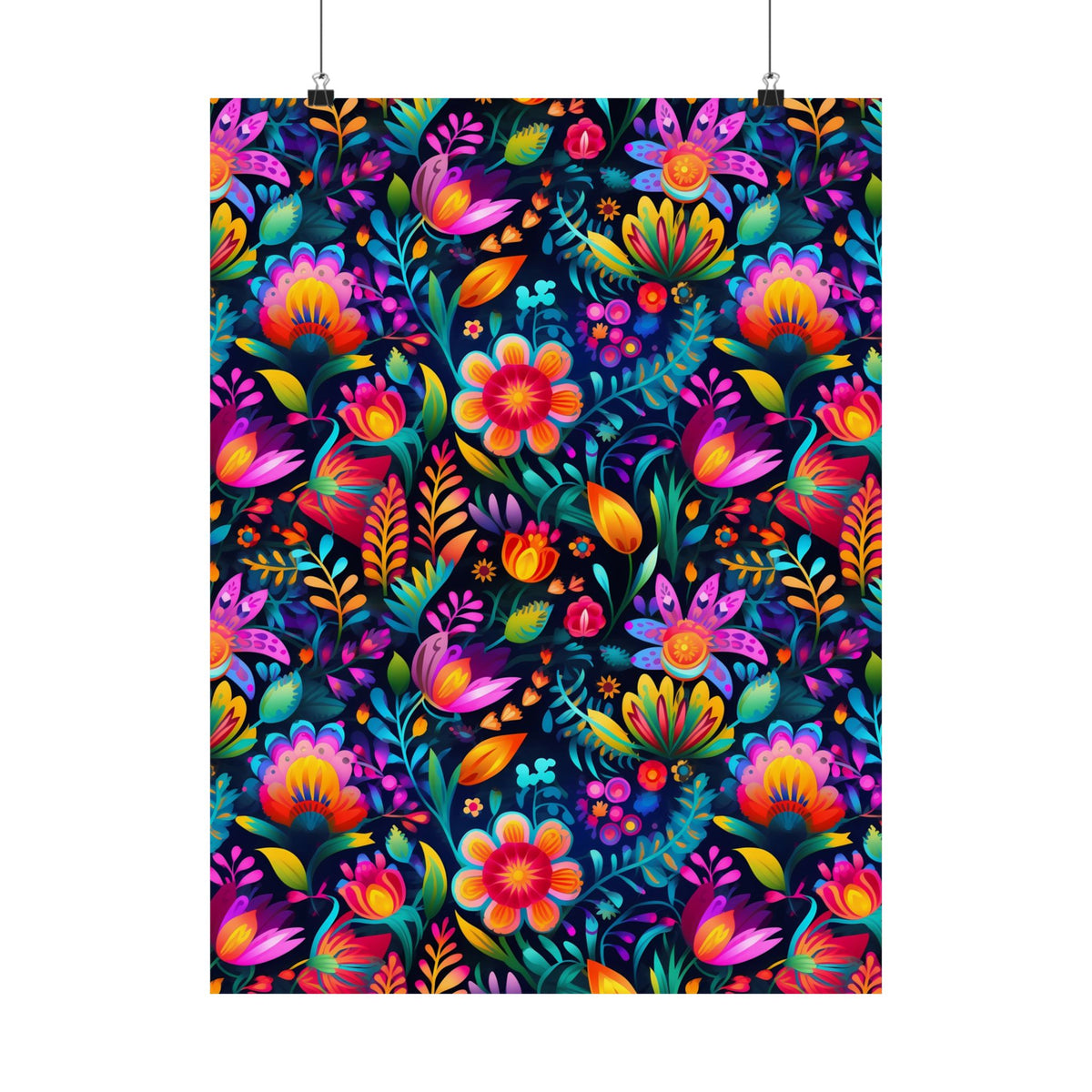 Mexican Floral Fiesta Pattern 056 - 18 in x 24 in Matte Poster