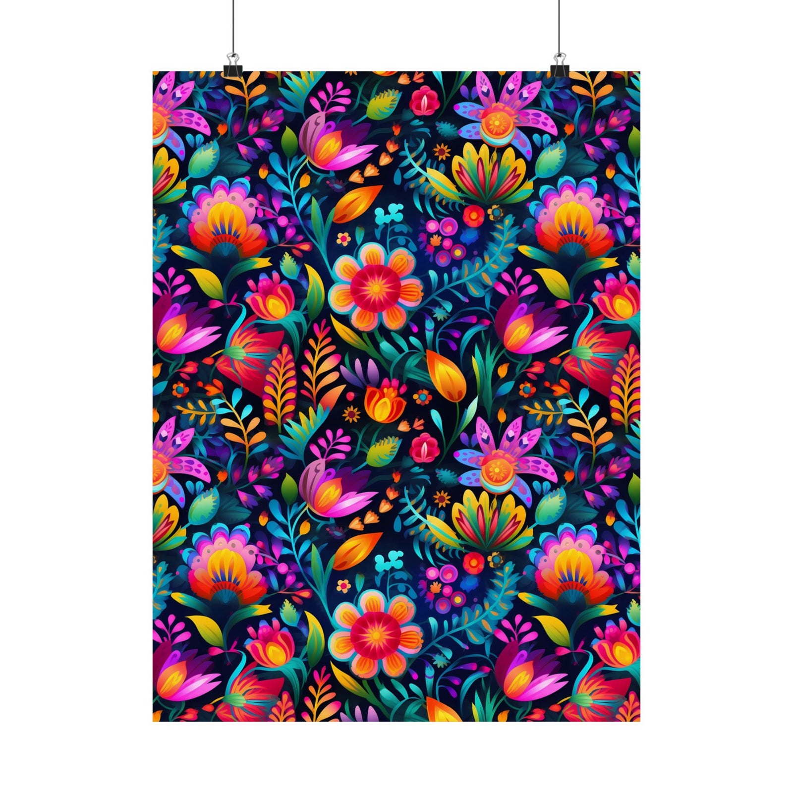 Mexican Floral Fiesta Pattern 056 - 18 in x 24 in Matte Poster