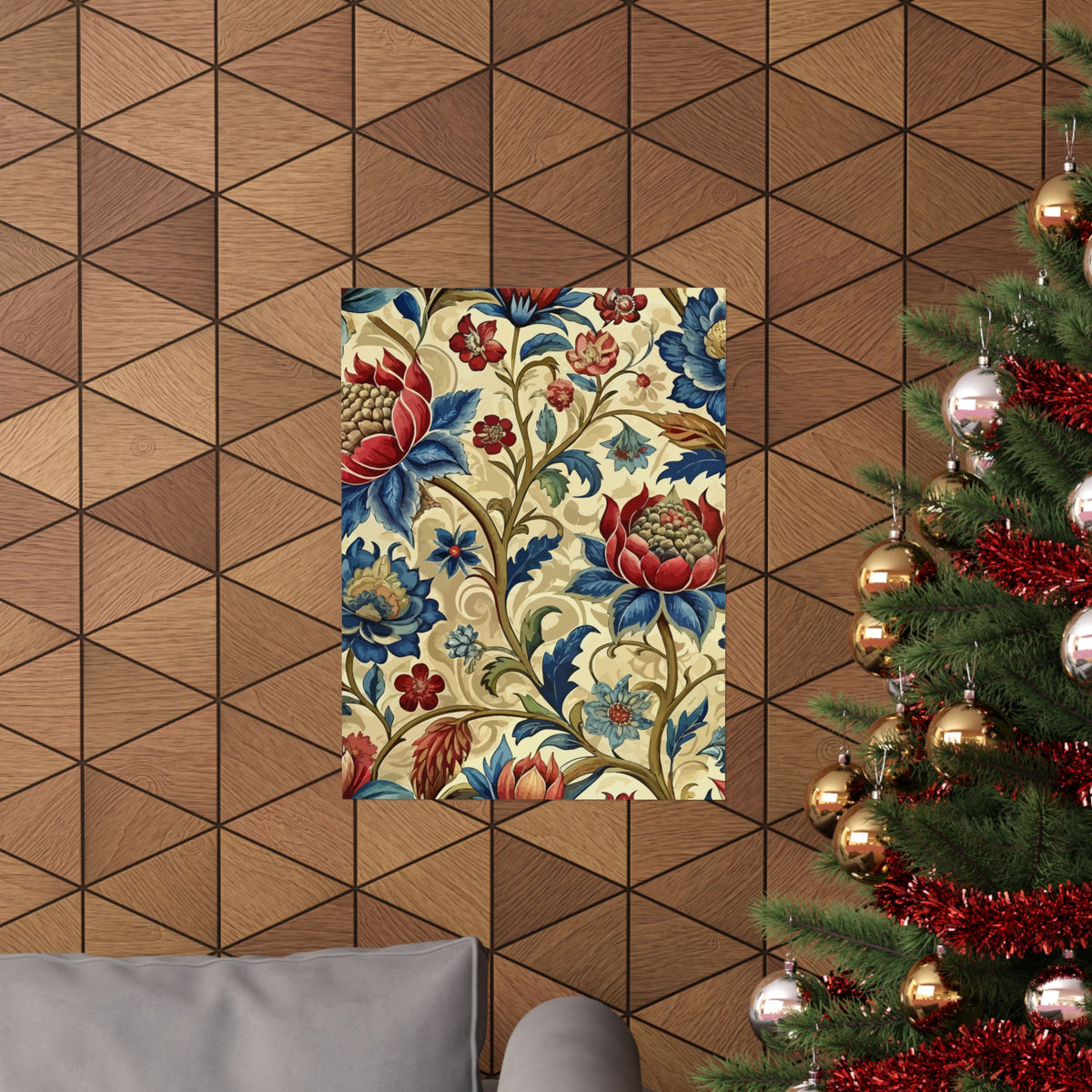 Folk Floral Pattern, Mongolian Inspired 02 - 18 in x 24 in Matte Poster
