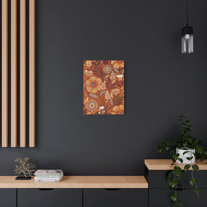 Folk Floral Pattern, Aboriginal Inspired 01 - 18 in x 24 in Matte Canvas, Stretched, 1.25 in