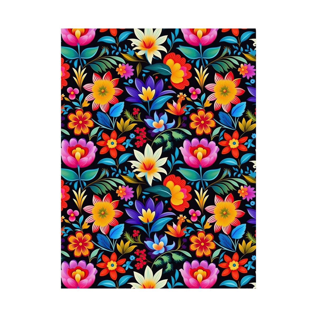 Mexican Floral Fiesta Pattern 036 - 18 in x 24 in Matte Poster