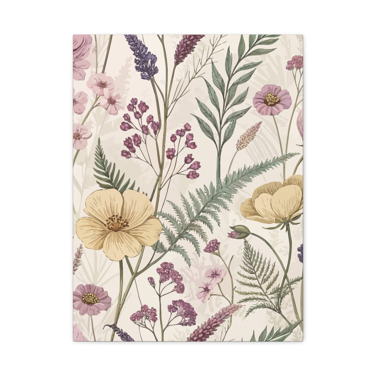 Wildflowers Pattern 101 - 18 in x 24 in Matte Canvas, Stretched, 1.25 in