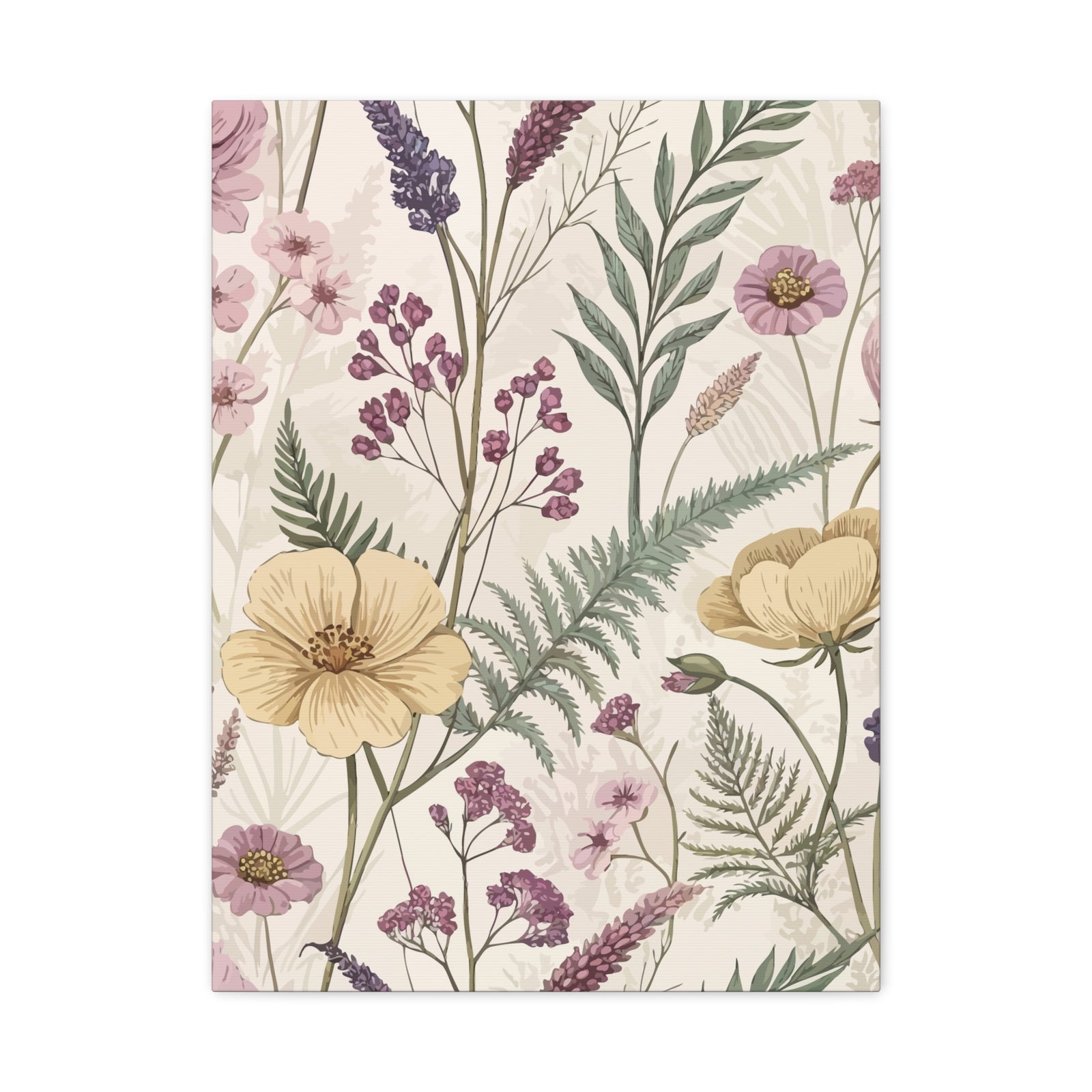 Wildflowers Pattern 101 - 18 in x 24 in Matte Canvas, Stretched, 1.25 in
