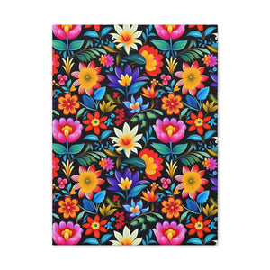 Mexican Floral Fiesta Pattern 036 - 18 in x 24 in Matte Canvas, Stretched, 1.25 in