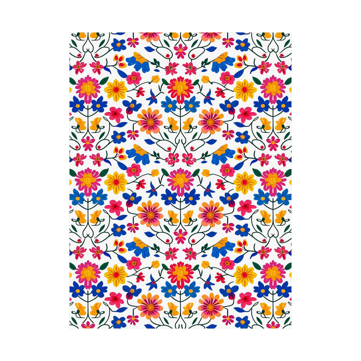 Mexican Floral Fiesta Pattern 020 - 18 in x 24 in Matte Poster