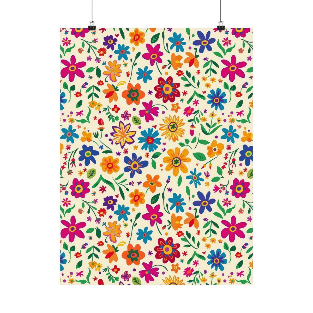 Mexican Floral Fiesta Pattern 005 - 18 in x 24 in Matte Poster