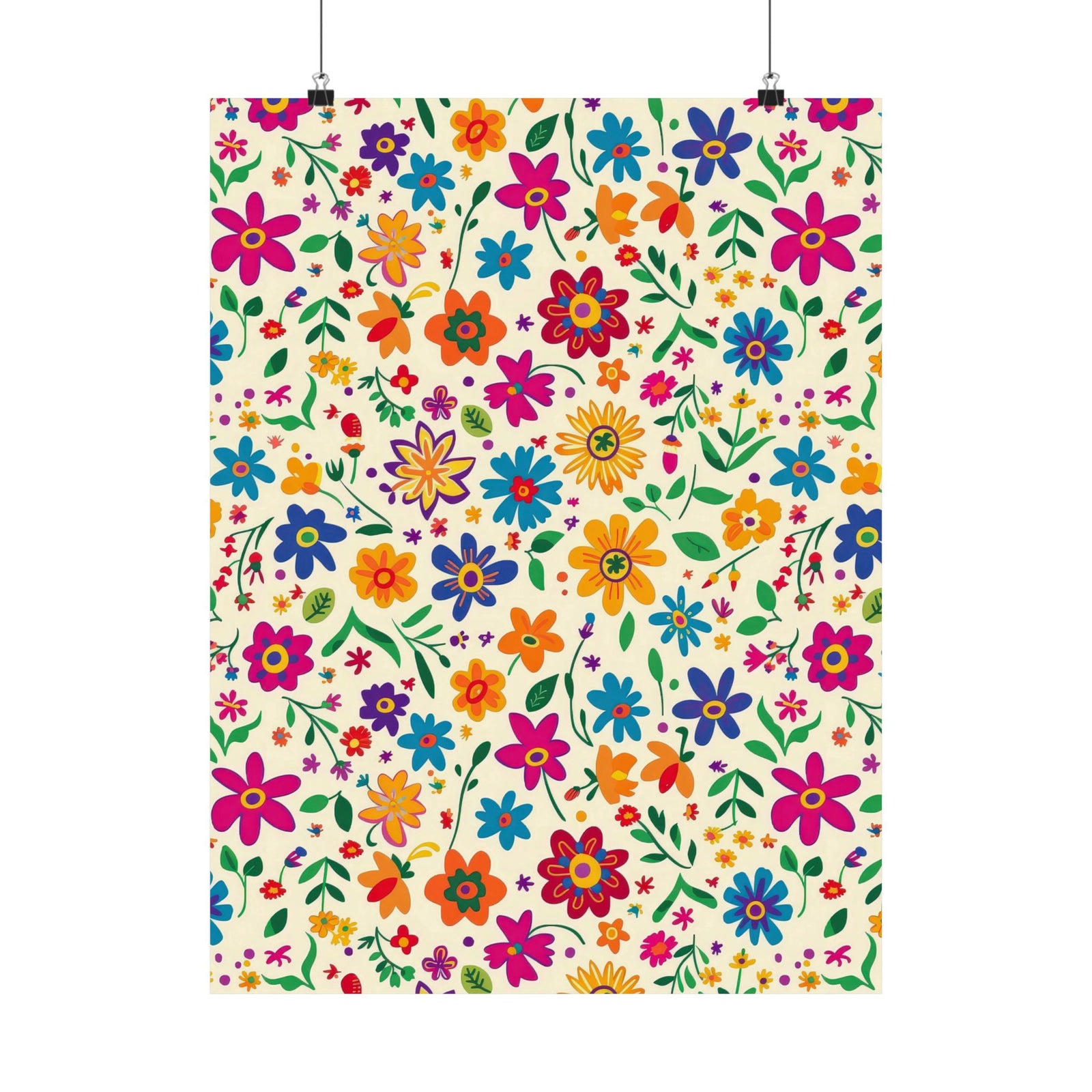 Mexican Floral Fiesta Pattern 005 - 18 in x 24 in Matte Poster