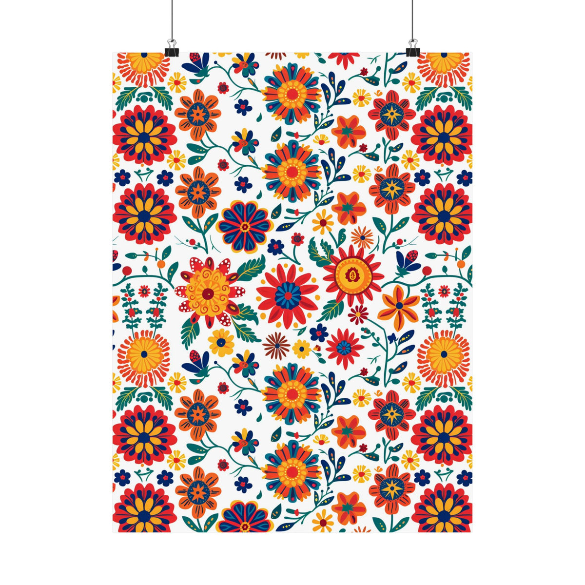 Mexican Floral Fiesta Pattern 026 - 18 in x 24 in Matte Poster