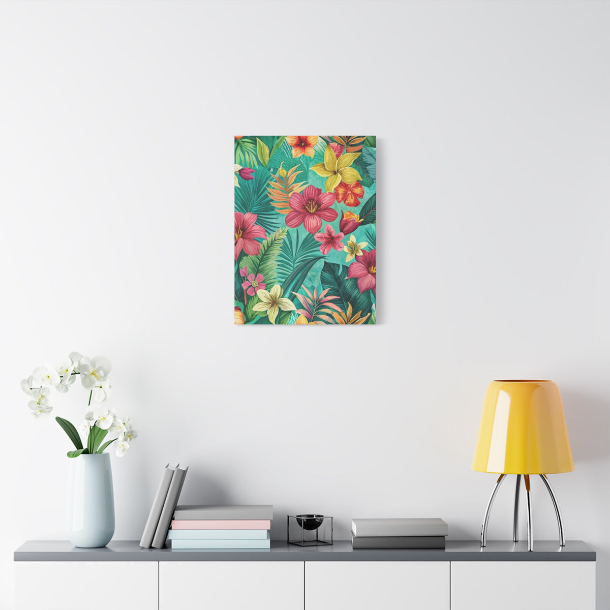 Folk Floral Pattern, South American Inspired 01 - 18 in x 24 in Matte Canvas, Stretched, 1.25 in