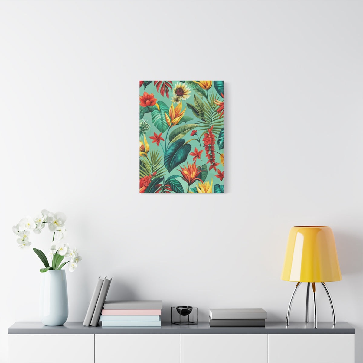 Folk Floral Pattern, Brazilian Inspired 02 - 18 in x 24 in Matte Canvas, Stretched, 1.25 in