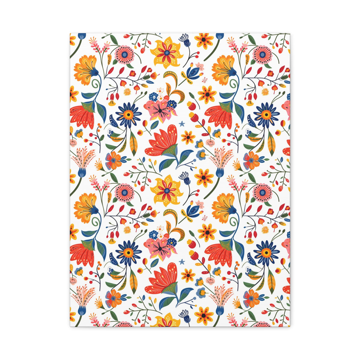Mexican Floral Fiesta Pattern 019 - 18 in x 24 in Matte Canvas, Stretched, 1.25 in