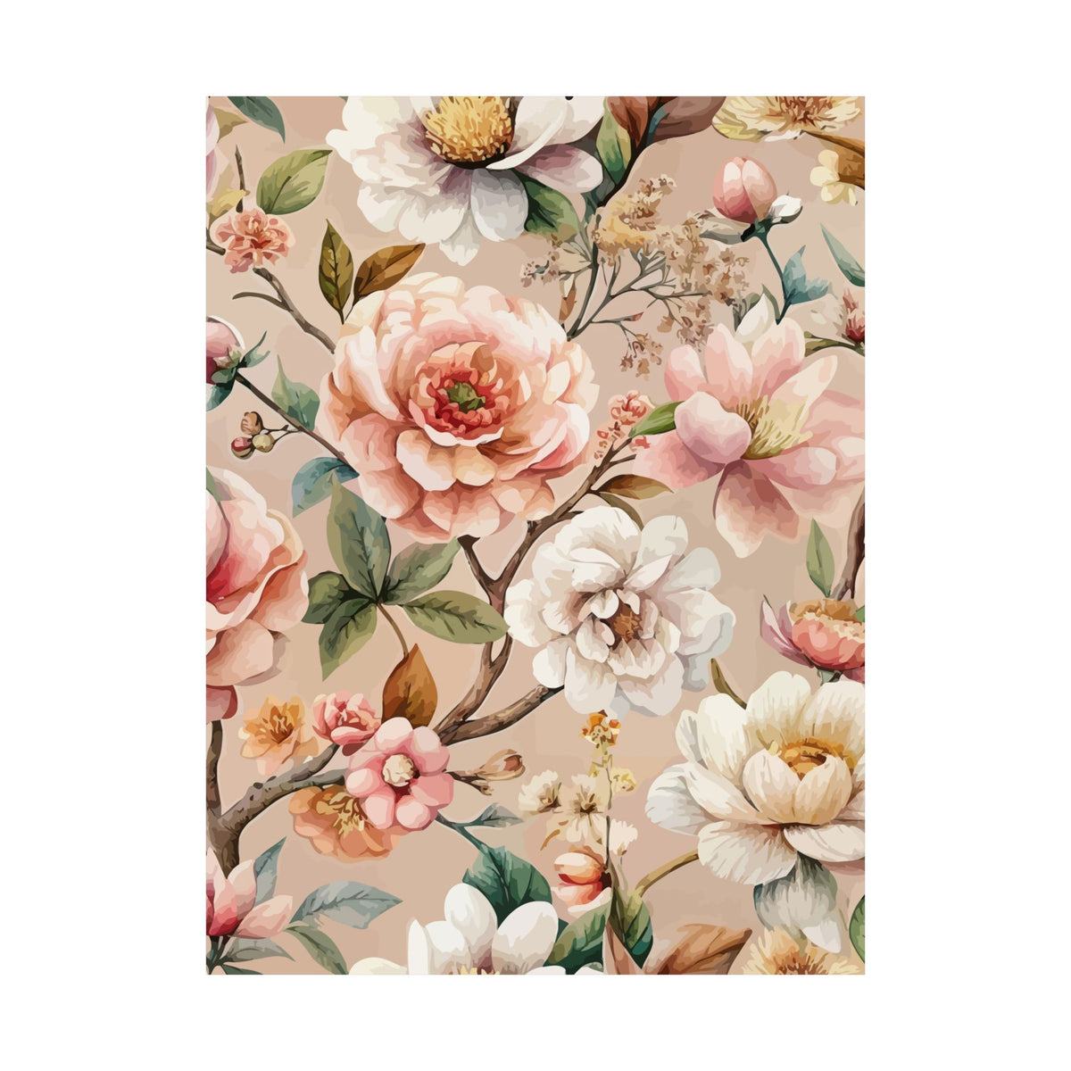 Folk Floral Pattern, Japanese Inspired 04 - 18 in x 24 in Matte Poster