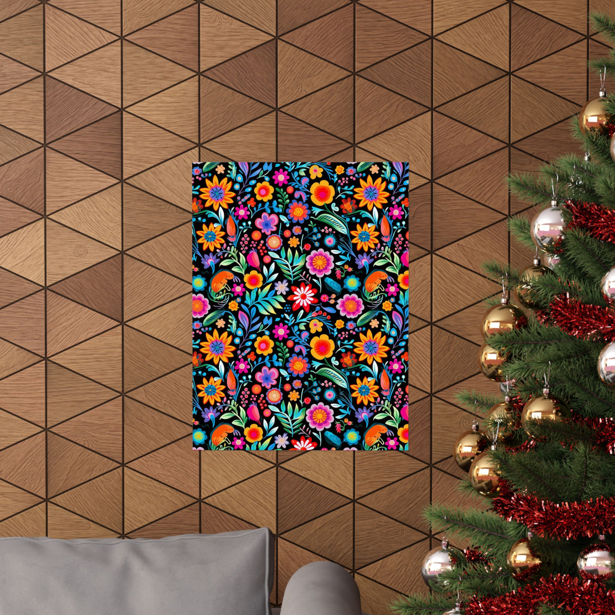 Mexican Floral Fiesta Pattern 060 - 18 in x 24 in Matte Poster