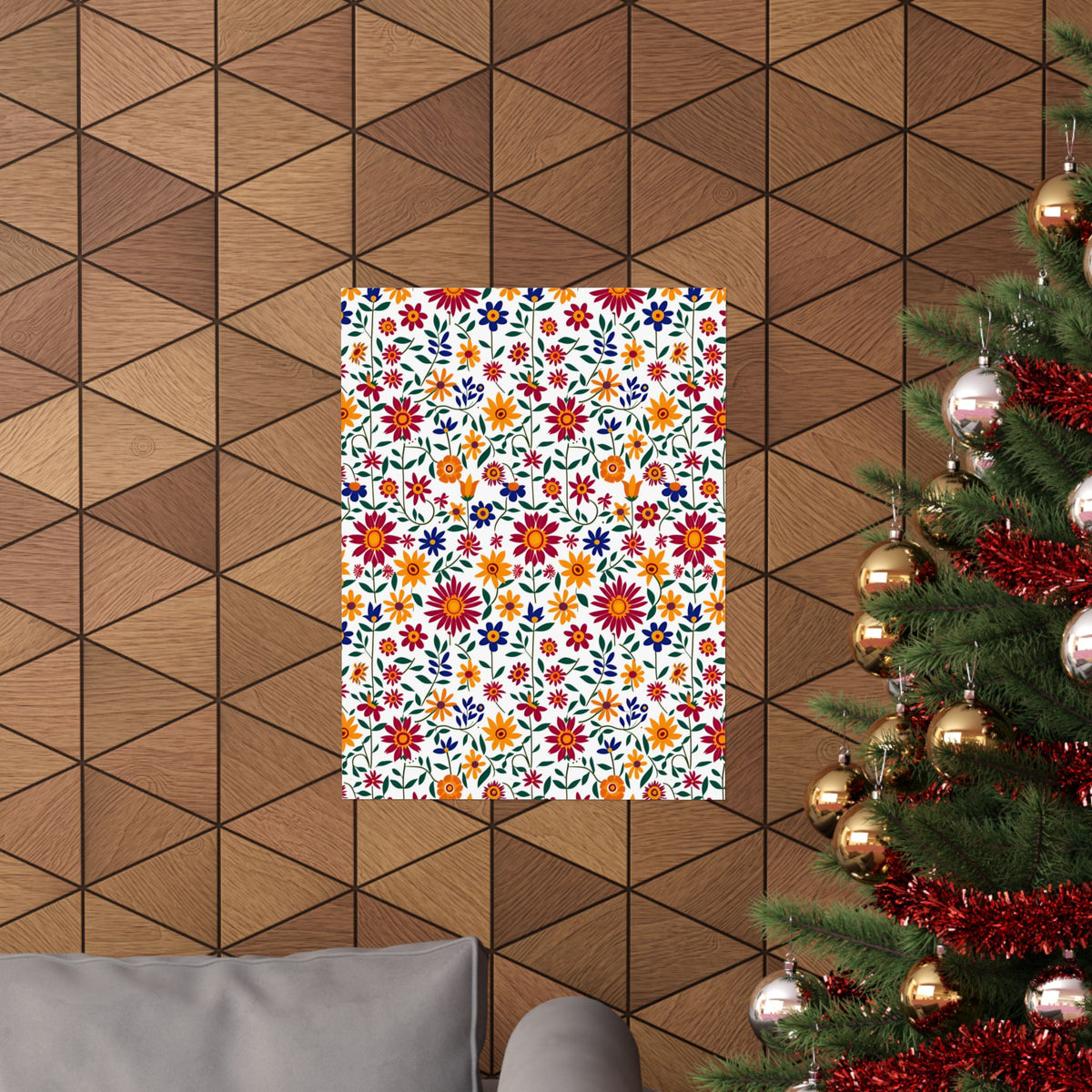 Mexican Floral Fiesta Pattern 017 - 18 in x 24 in Matte Poster