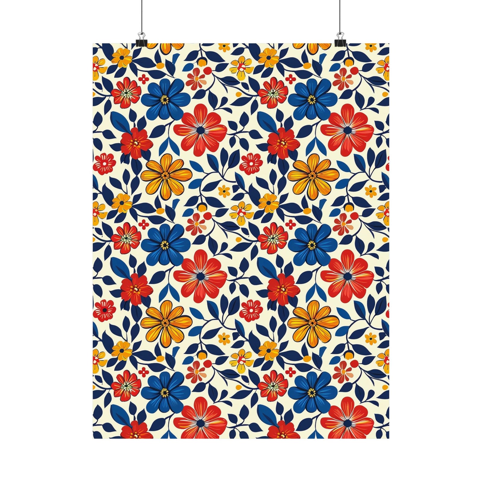 Mexican Floral Fiesta Pattern 042 - 18 in x 24 in Matte Poster