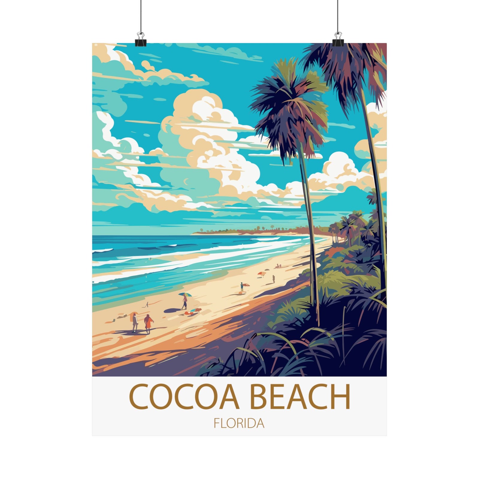Famous Travel Destinations - Cocoa Beach, Florida - 18 in x 24 in Matte Poster